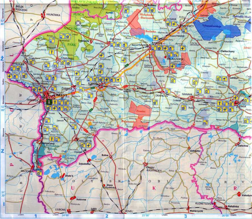 TOURIST MAP of BELARUS area Z1-Z3