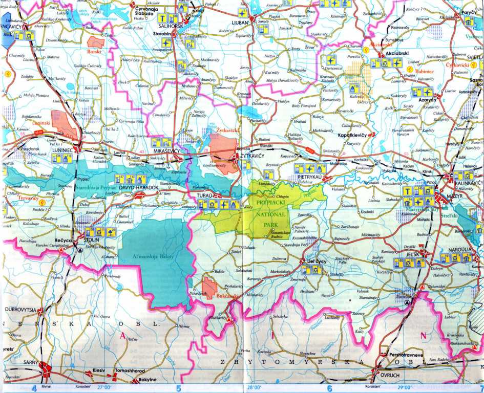 TOURIST MAP of BELARUS area Z4-Z7