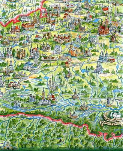 Tourist Map of Belarus - South-West - Mir-Grodno-Pinsk and Minsk